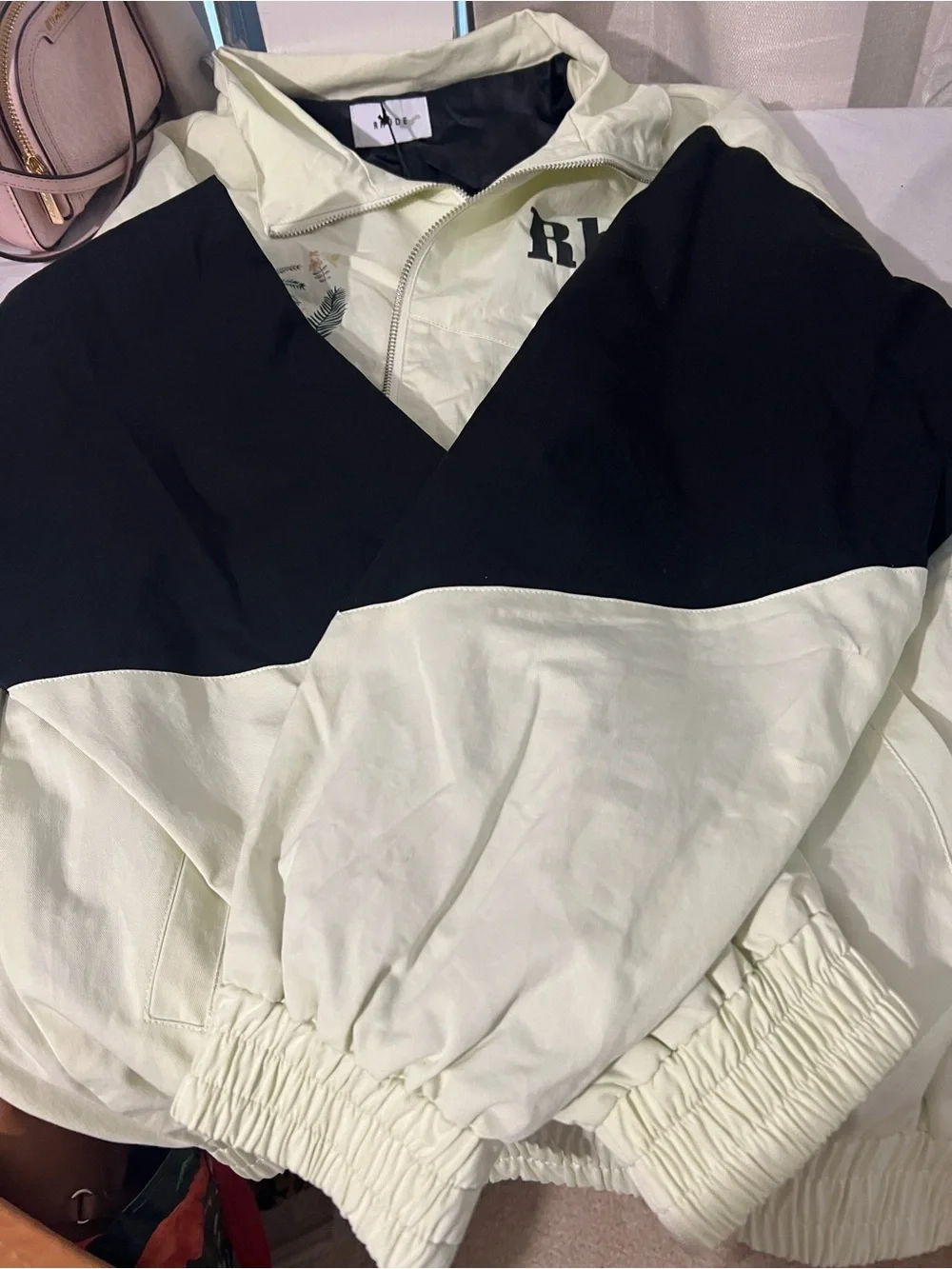 Rhude   Two-Piece Puffer Jacket & Joggers - Cream & Black set good
